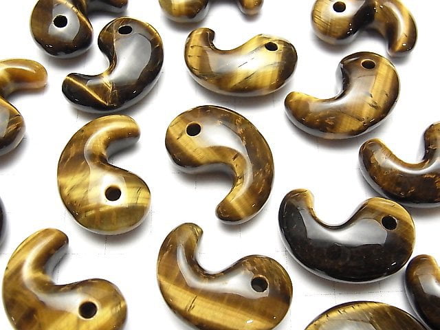 [Video]Yellow Tiger's Eye AAA- Comma Shaped Bead 30x20mm 3pcs