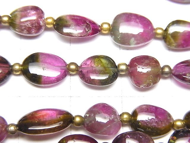 [Video] High Quality Watermelon Tourmaline AAAA Nugget Size Gradation half or 1strand beads (aprx.15inch / 38cm)