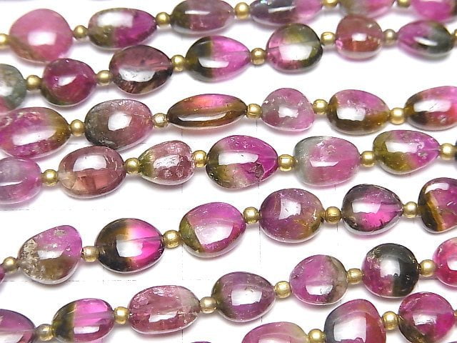 [Video] High Quality Watermelon Tourmaline AAAA Nugget Size Gradation half or 1strand beads (aprx.15inch / 38cm)