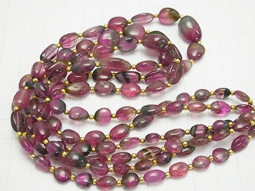 1strand $597.99! High Quality Watermelon Tourmaline AAAA Nugget Size Gradation 1strand beads (aprx.15inch / 38cm)