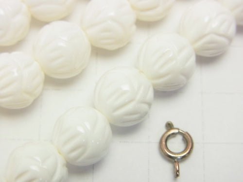 1strand $8.79! White Shell Lotus Carving 10mm 1strand beads (aprx.15inch / 38cm)