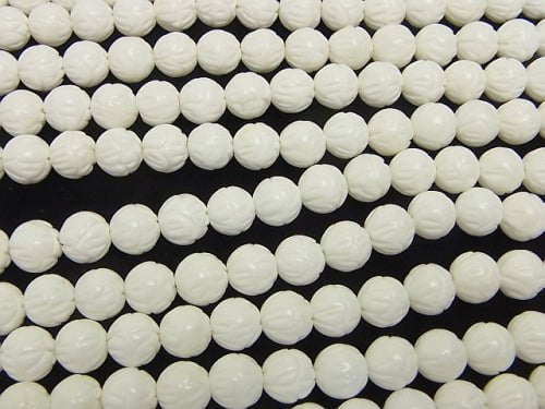 1strand $8.79! White Shell Lotus Carving 10mm 1strand beads (aprx.15inch / 38cm)