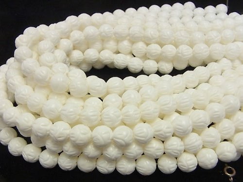 1strand $8.79! White Shell Lotus Carving 10mm 1strand beads (aprx.15inch / 38cm)