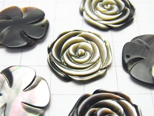 [Video] High Quality Black Shell (Black-lip Oyster) Rose 20mm 1pc