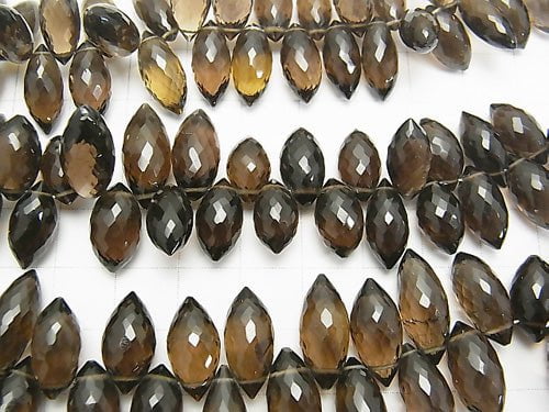 High Quality Smoky Quartz AAA Marquise Rice  Faceted Briolette  half or 1strand beads (aprx.5inch/12cm)