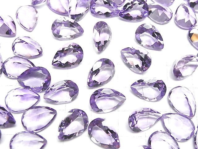 [Video]High Quality Light Color Amethyst AAA Loose Stone Pear Shape Faceted 14x10mm 2pcs