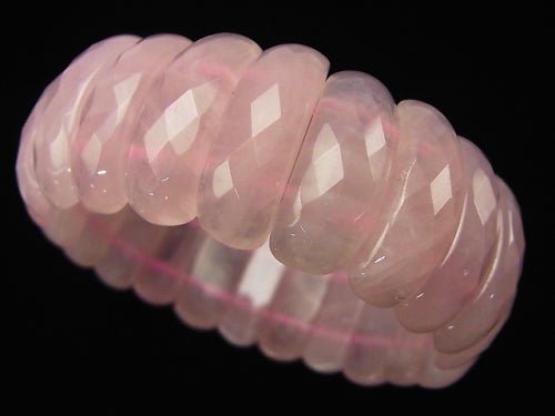 Rose Quartz AA ++ Double Hole Faceted Oval 25x9x8mm 1strand (Bracelet)