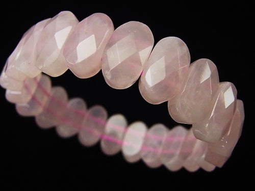 Rose Quartz AA ++ 2 Holes Faceted Oval 16x9x7mm 1strand (Bracelet)