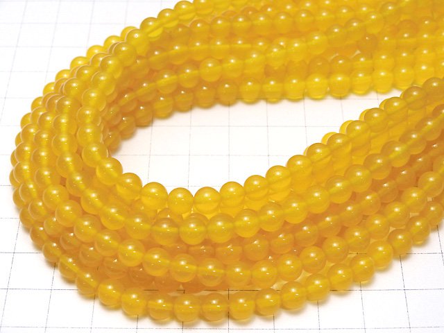 Yellow Color Chalcedony Round 6mm 1strand beads (aprx.15inch / 36cm)