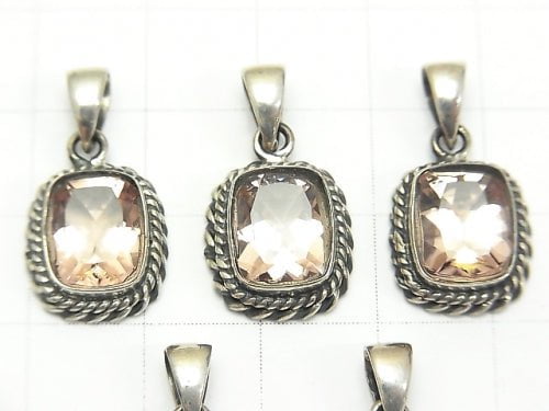 High Quality Morganite AAA Rectangle Faceted Pendant 13x12x5mm Silver925