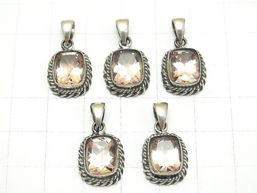 High Quality Morganite AAA Rectangle Faceted Pendant 13x12x5mm Silver925