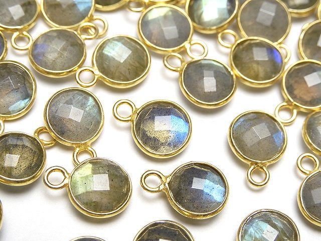 Bezel Setting, Coin, Labradorite Gemstone Beads