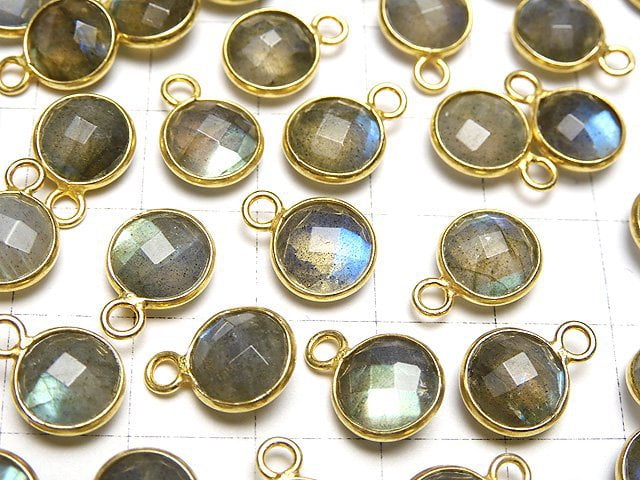 [Video] High Quality Labradorite AAA- Bezel Setting Faceted Coin 9x9mm [One Side ] 18KGP 3pcs $9.79!