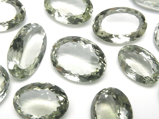 Green Amethyst, Oval, Undrilled (No Hole) Gemstone Beads