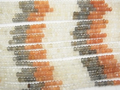 1strand $14.99! High Quality Multicolor Moonstone AAA Faceted Button Rondelle 1strand beads (aprx.15inch / 38cm)
