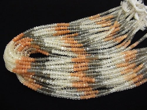 1strand $14.99! High Quality Multicolor Moonstone AAA Faceted Button Rondelle 1strand beads (aprx.15inch / 38cm)