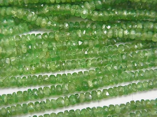 [Video] High Quality Tsavorite Garnet AAA- Faceted Button Roundel  half or 1strand beads (aprx.17inch/42cm)