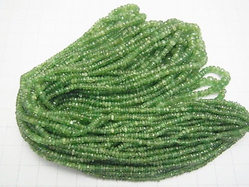 [Video] High Quality Tsavorite Garnet AAA- Faceted Button Roundel  half or 1strand beads (aprx.17inch/42cm)