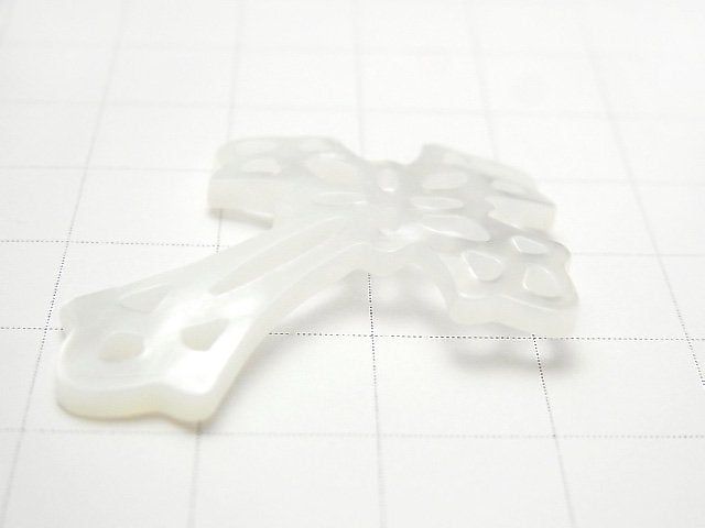 [Video] High Quality White Shell Watermark Cross 40x32x2mm 1pc