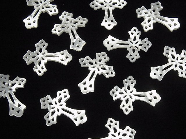 [Video] High Quality White Shell Watermark Cross 40x32x2mm 1pc