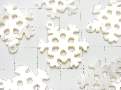 High Quality White Shell Snowflake (watermark) 24x20x2mm 1pc