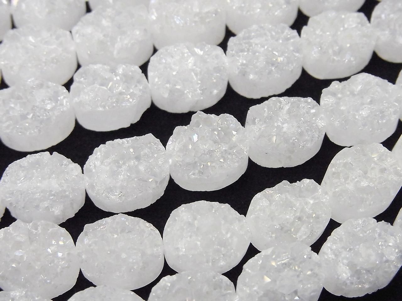 Druzy Quartz Oval 10x8mm AB Coating Half or 1-Strand Beads (approx. 7inch/18cm)