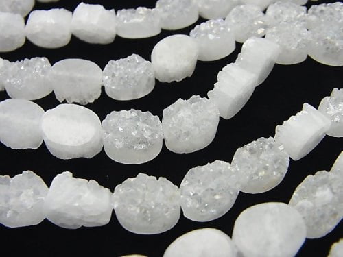 [Video]Druzy Quartz Oval 10x8mm AB coating half or 1strand beads (aprx.7inch/18cm)