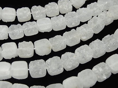 Druzy Quartz Square 10x10mm AB coating half or 1strand beads (aprx.7inch/18cm)