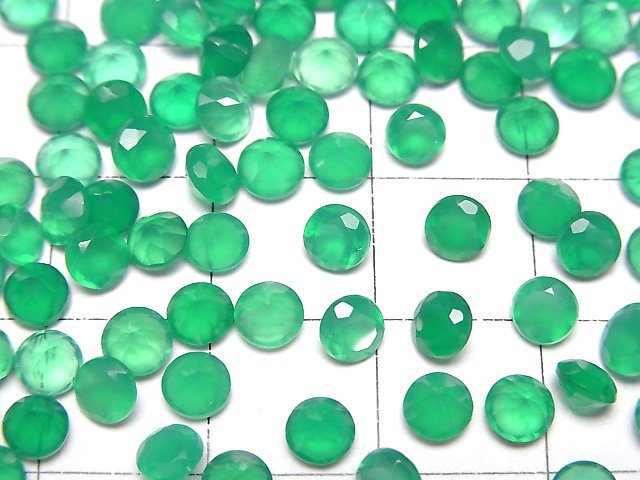 [Video]High Quality Green Onyx AAA Loose stone Round Faceted 4x4mm 10pcs