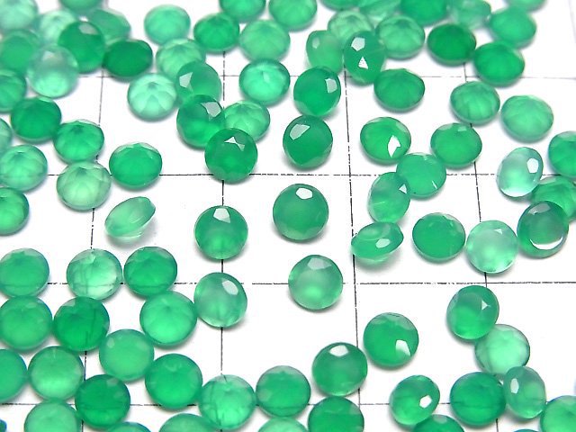 [Video]High Quality Green Onyx AAA Loose stone Round Faceted 4x4mm 10pcs