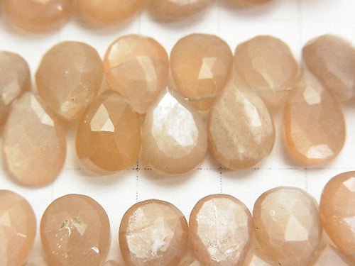 High Quality Orange-Brown Moonstone AAA- Pear shape Faceted Briolette half or 1strand beads (aprx. 8inch / 20cm)