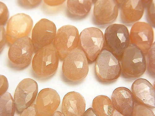 Faceted Briolette, Moonstone, Pear Shape Gemstone Beads