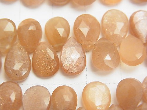 High Quality Orange Moonstone AAA- Pear shape Faceted Briolette half or 1strand beads (aprx. 8inch / 20cm)