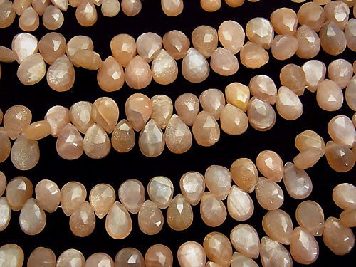 High Quality Orange Moonstone AAA- Pear shape Faceted Briolette half or 1strand beads (aprx. 8inch / 20cm)