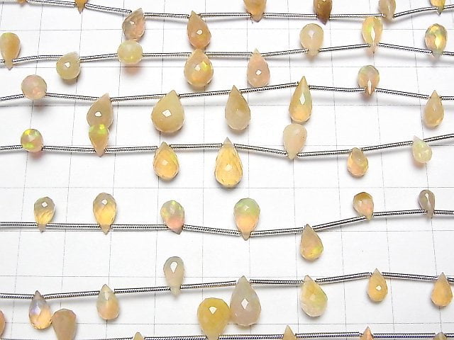 [Video] 1strand $34.99! High Quality EthiopiaOpal AA ++ Drop Faceted Briolette Yellow 1strand beads (aprx.6inch / 15cm)