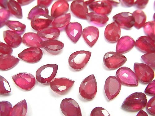 Pear Shape, Ruby, Undrilled Gemstone Beads