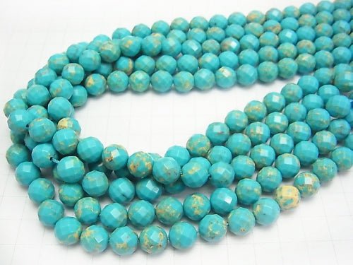 1strand $13.99! Aqua Blue Color Kaolinite 64 Faceted Round 10mm half or 1strand beads (aprx.15inch / 37cm)