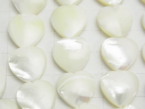 [Video] Mother of Pearl MOP White Vertical Hole Heart Shape 15x15x4mm 1strand beads (aprx.15inch / 36cm)