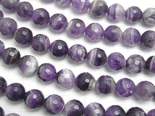 Striped Amethyst 128Faceted Round 12mm half or 1strand beads (aprx.15inch / 37cm)