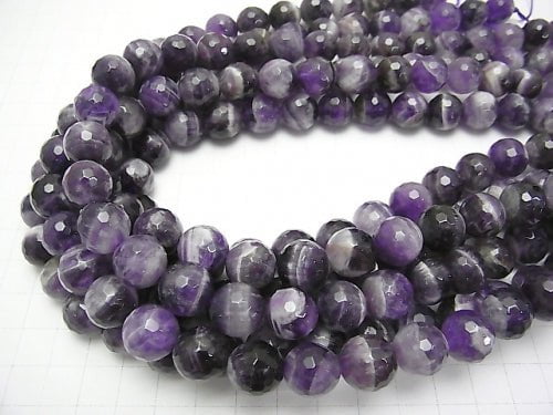 Striped Amethyst 128Faceted Round 12mm half or 1strand beads (aprx.15inch / 37cm)