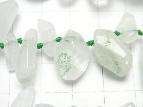 Madagascar Green Phantom Quartz AA ++ Faceted Nugget Top Side Drilled Hole half or 1strand (38 cm)