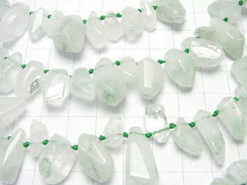 Madagascar Green Phantom Quartz AA ++ Faceted Nugget Top Side Drilled Hole half or 1strand (38 cm)