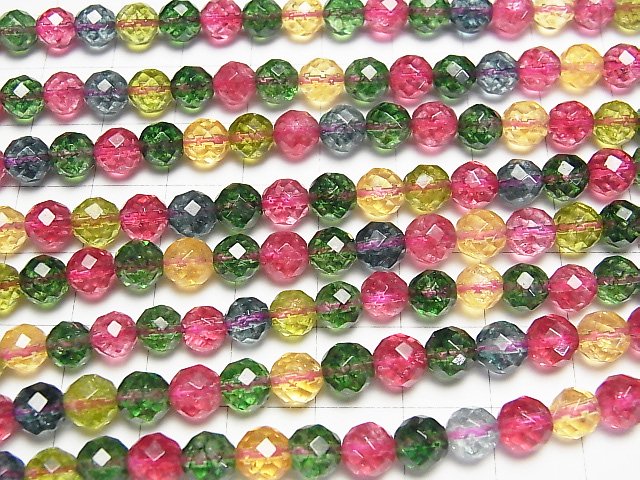 [Video] Multi-color Crystal 64Faceted Round 6mm 1strand beads (aprx.15inch/37cm)