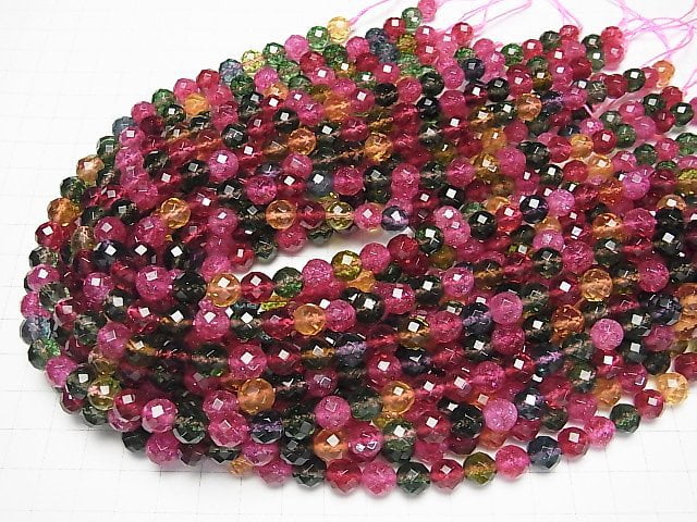[Video] Multi-color Crystal 64Faceted Round 8mm half or 1strand beads (aprx.15inch/37cm)