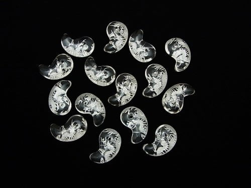 [Video] Silver! Dragon (Four Divine Beasts) Carved! Crystal Comma Shaped Bead 30x20x10mm 1pc