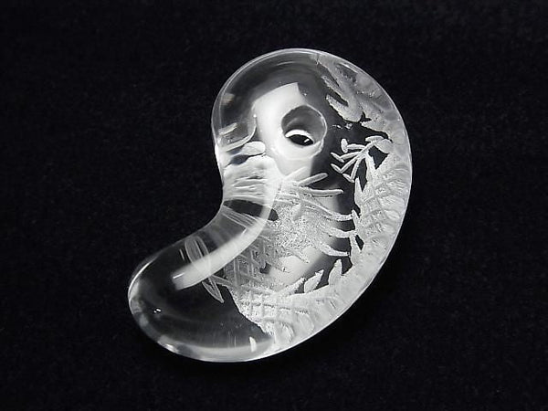 [Video] Dragon (Four Divine Beasts) Carved! Crystal AA++ Comma Shaped Bead 30x20mm 1pc