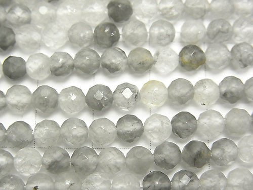 [Video] High Quality! 1strand $7.79! Gray Quartz AA 32 Faceted Round 5mm 1strand beads (aprx.15inch / 37cm)