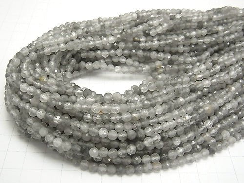 [Video] High Quality! 1strand $7.79! Gray Quartz AA 32 Faceted Round 5mm 1strand beads (aprx.15inch / 37cm)