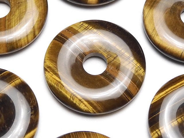 Coin, Tiger's Eye Gemstone Beads