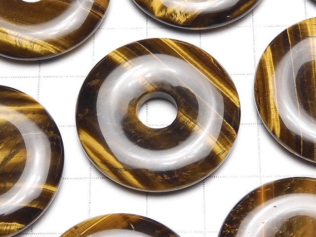 Yellow Tiger's Eye AA++ Coin (Donut) 30x30x5mm 2pcs